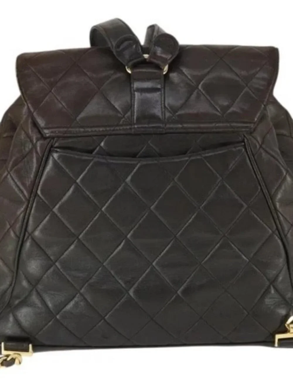 CHANEL Matelasse Backpack Lamb Skin Dark Brown Gold CC Auth  display picture 1